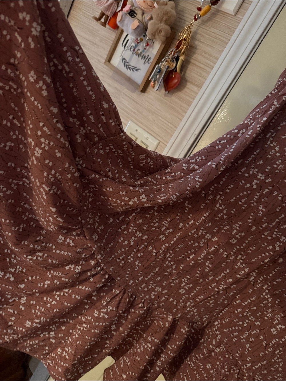 Episode LA Rust/Brown Floral Long Sleeve Ruffled Midi Dress - High/low - Picture 12 of 13